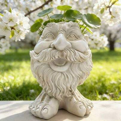 European Creative Resin Sculpture Statue, Half-Body Human Figure Planter, Home Garden Potted Plant Container, Decorative Gift