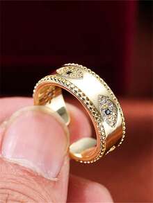 1pc Elegant Vintage Zirconia Demon Eye Design Open Ring, Suitable For Daily Wear, Gift For Friends, Exquisite - Open Ring - View 5