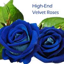 3 pièces Roses artificielles, fleurs artificielles de roses, roses fausses pour la décoration, bouquets de mariage DIY, centres de table, décorations, décorations pour baby shower, douche nuptiale, Saint-Valentin, décorations pour la maison - bleu indigo - Voir 5