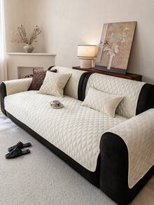 1 chiếc đệm sofa nhung màu trơn, họa tiết hình học, kiểu dáng tối giản, mặt sau chống trượt, thân thiện với thú cưng, mềm mại, đa chức năng chống bẩn và bụi, trang trí sofa ngày lễ, phù hợp cho tựa lưng, tay vịn, sử dụng được quanh năm. - Màu be - Xem 6