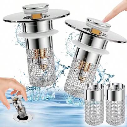 Nút chặn cống bồn rửa (1/2 cái), loại đa năng có lõi đàn hồi, chống mùi hôi và chống tắc nghẽn, nút lọc cống kiểu ấn, dùng để chuyển đổi hệ thống thoát nước bồn rửa.