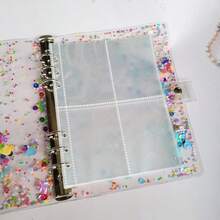 Cahier à anneaux A5 style coréen et japonais avec licorne, décorations de paillettes, de sequins et de coquillages. Couverture transparente, pages amovibles, imperméable et durable. Collection d'autocollants, album photo, journal scrapbooking - A - Voir 4
