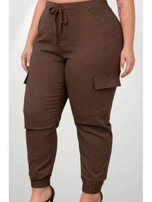 Women's Plus Size Cargo Jogger Pants - Rust Brown - View 7