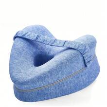 1PC Leg Pillow Ergonomic Side Sleeping Pillows Memory Foam Knee Pillow With Strap For Side Sleeper Leg Support Cushion With Removable And Washable Cover - Blue - View 10