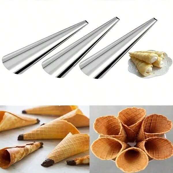 12 piezas, Moldes para cuernos de crema, Formas de cuernos de crema de acero inoxidable, Herramientas de hornear, Utensilios de cocina, Accesorios de cocina, Artículos de cocina para el hogar, Suministros de utensilios de hornear