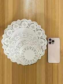圆形白色纸蕾丝垫，一次性烘焙蕾丝纸垫，适用于手工制作、餐具装饰、派对、婚礼、母亲节、父亲节、毕业蛋糕、甜点、烘焙、烧烤、煎炸、圣诞节、生日派对、厨房烘焙用品 - 白色 - 查看 5
