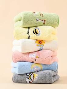 Infant & Toddler Cartoon Cute Absorbent Soft Coral Fleece Bath Towel/Washcloth - Baby Blue - View 7