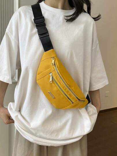 Túi đeo hông thời trang nữ, túi đeo chéo vai, ví đựng tiền xu ánh kim, túi đeo ngực, túi đa năng dùng ngoài trời.