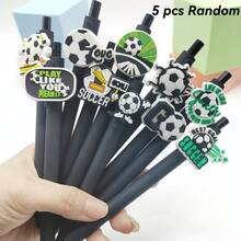 10pcs Football Themed Retractable Ballpoint Pens, Cute Stationery, Assorted Colors, Durable Plastic Material, Suitable For Students And Office Use - Football - View 9