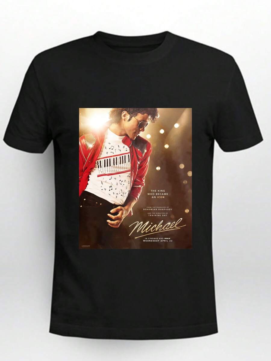 Men's T-Shirt Movie Poster Comfortable And Versatile Outdoor Casual Short Sleeve Unisex - 黑色 - 查看 1