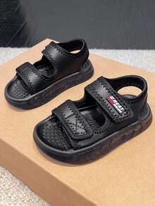 1双新款婴儿夏季幼儿凉鞋，男童柔软防滑魔术贴透气儿童凉鞋，时尚百搭经典设计 - 黑色 - 查看 2