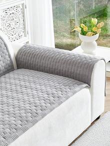 1件加厚绒面沙发套，提花绗缝工艺，保暖柔软，宠物友好，防污防刮，四季皆宜，适用于1/2/3/4人沙发 - 淺灰色 - 查看 6
