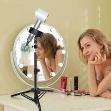 JOILCAN 360°可调节金属手持无线吹风机三脚架，带通用夹、麦克风和吹风机支架，适用于浴室、梳妆台、化妆间和宠物房 - 均碼 - 查看 8