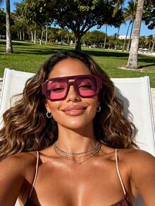 1pc Women's Pilot Full Frame Multi-Color Spring/Summer Bright Tone Tortoiseshell Print Lens Bohemian Style Classic Fashion Glasses Suitable For All Face Shapes, Beach Party Cosplay Outfit Accessory - Color - View 25