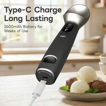 2600mAh Electric Ice Cream Spoon | Heated Ice Cream Spoon With 3-Level Adjustable Heating, LED Display, Rechargeable | For Hard Ice Cream And More - White - View 6