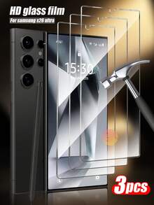 Android Phone Protector Tempered Glass 3pcs Tempered Glass Screen Protector, Compatible With S26 Ultra/S25 Ultra/S24, Easy Installation, Sensitive Touch, No Bubbles, Clearer After Installation, Shatter-Proof, Scratch-Resistant, Waterproof, Compatible With Galaxy, Mother's Day Gift - Clear - View 1