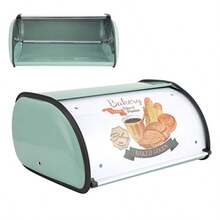 Caja De Pan Cajas De Pan Con Tapa Enrollable Para Mostrador De Cocina Contenedor De Almacenamiento De Alimentos Retro Contenedor De Pan De Metal Soporte Para Pan De 13x9 4x5 9 Pulgadas Verde - Verde - Ver 2