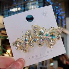 1 Cặp kẹp tóc mái đính đá kiểu retro, phụ kiện tóc hình bướm đính đá dễ thương. - Nhiều màu - Xem 16