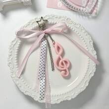 1pc Women's Ballet Style Pink Bow, Musical Note, Treble Clef Keychain, Polka Dot Ribbon Bag Charm, Girly Accessory - Multicolor - View 7