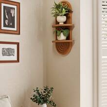Wenqik Boho Wall Shelf Rainbow Arch Wooden Floating Shelf Mid Century Bohemian Hanging Holder Double Vintage Wall Mount Altar Decor For Nursery Bedroom - 查看 7