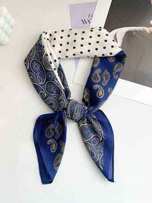 1pc 70cm Bandana Printed Cashew Paisley Pattern Silk Scarf Neckerchief - Multicolor - View 8