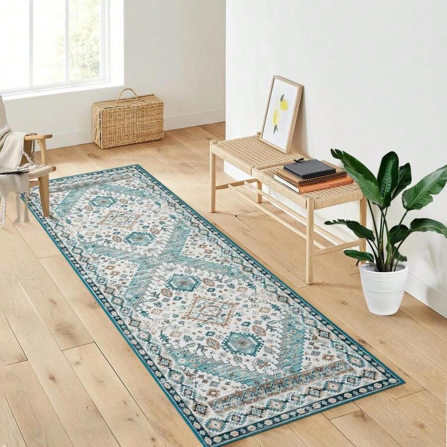 Area Rugs, Vintage Hallway Rug Machine Washable Area Rug Low Pile Rugs Non-Slip Non-Shedding Rug Print Floor Carpet Folable Rug For Bedroom Kitchen Home Decor - Dark Green- 60*230cm Germany - View 1