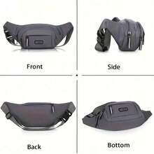 1/2 piezas Bolsa táctica de cintura multicapa para hombres, riñonera resistente al agua con tira reflectante y 4 bolsillos con cremallera, bolsa de pecho profesional para deportes al aire libre - Azul - Ver 5