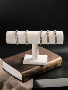 1pc Velvet T-Bar Bracelet Display Stand, Necklace Holder, Jewelry Rack, Jewelry Storage Organizer, Desktop Display Stand, Desktop Jewelry Rack, Mother's Day Gift, Suitable For Retail Display Cases, No Electricity Required, Sturdy Plastic Base, Great For Displaying Necklaces, Bracelets And Watches,Room Decor - Multicolor - View 17