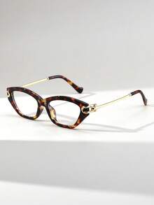 1 Pair Women's Cat Eye Metal Frame Vintage Versatile Street Style Fashion Non-Prescription Glasses - Clear - View 1