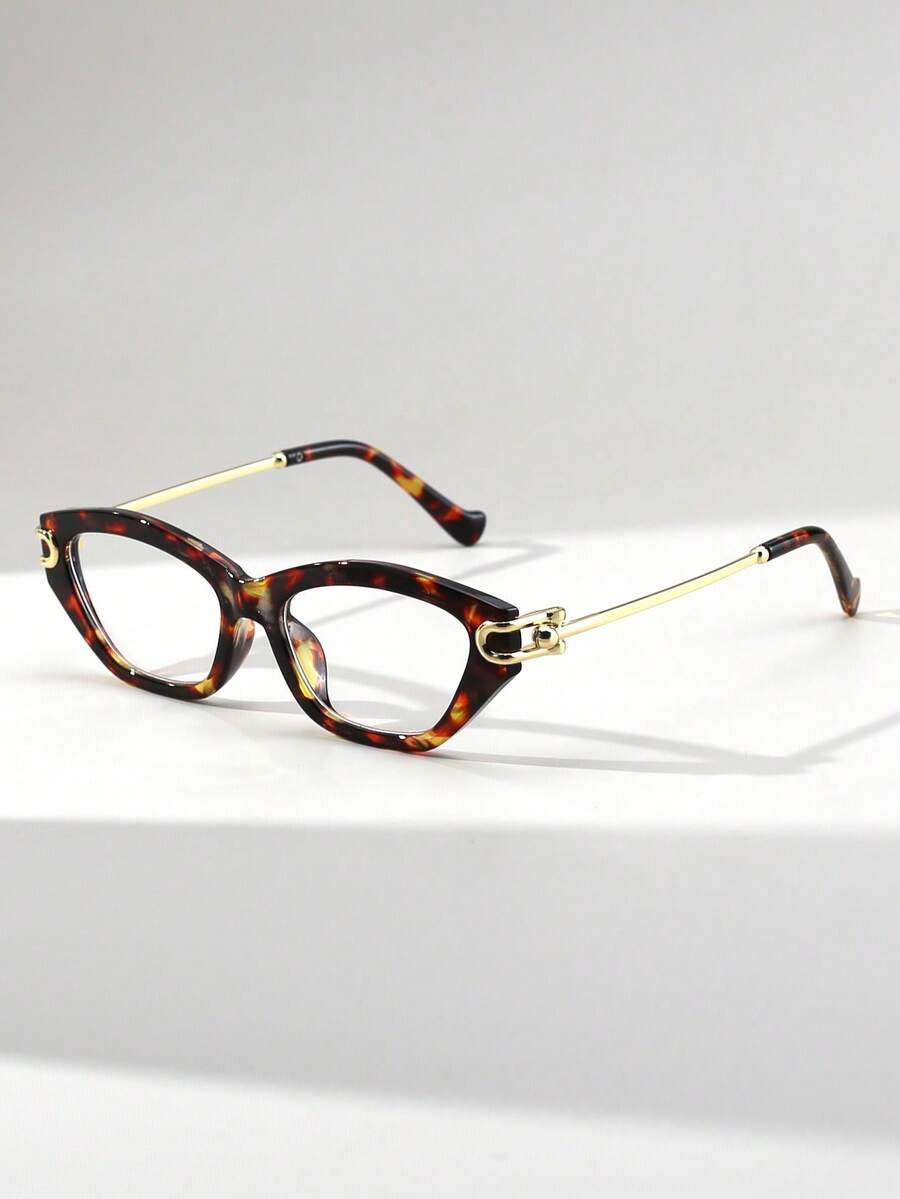 1 Pair Women's Cat Eye Metal Frame Vintage Versatile Street Style Fashion Non-Prescription Glasses - Clear - View 1