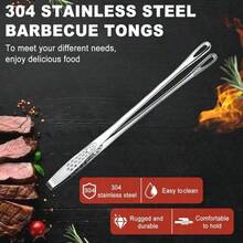 1 chiếc kẹp nướng BBQ cán dài bằng thép không gỉ chống trượt, kẹp bít tết, dụng cụ nhà bếp. - A - Xem 2