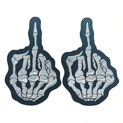 Metallic Blingbling Skull Skeleton Bone  Ghost Outlaw Motorcycle Biker MC Club Sew/Iron On Embroidered Appliqued Badge Sign Biker Patch For Jacket Back