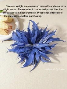 1 pieza Broche de pluma de cristal falso estilo bohemio retro, broche de pluma elegante y versátil exagerado, uso multifuncional, adecuado para uso diario, banquetes, fiestas y cualquier ocasión de mujeres - Azul - Ver 4