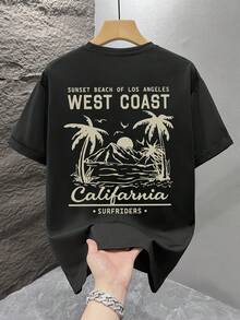 Áo thun nam tay ngắn dáng rộng in họa tiết thời trang SU ER | Thiết kế tinh tế | Món đồ không thể thiếu cho mùa hè | Dễ phối đồ, tôn lên phong cách của bạn - màu đen - Xem 2