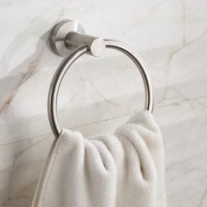 1 Round Towel Ring, Wall-Mounted Towel Rack, Available In Black Or Silver. Suitable For Bathrooms, Restrooms, Barbershops, Hotels, And Guesthouses. Ideal For Hanging Towels. Makes A Perfect Christmas Or Halloween Gift.
