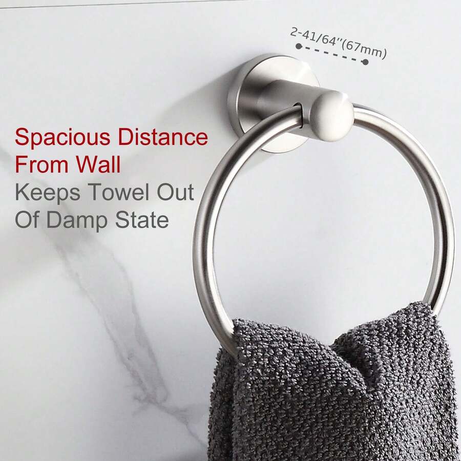 1pc Round Towel Ring, Wall-Mounted Towel Rack, Black Or Silver Available. Suitable For Bathroom, Restroom, Barbershop, Hotel And Inn. Perfect For Hanging Towels. A Great Gift For Christmas Or Halloween.
