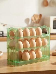 1 pieza - Caja de almacenamiento de huevos multicapa para encimera, estante de huevos para refrigerador, bandeja de huevos estilo cajón para refrigerador, caja de almacenamiento de huevos apilable de 3 capas, frescura de huevos en el hogar - Multicolor - Ver 9