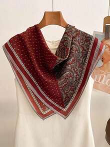 1 chiếc khăn bandana giả lụa, họa tiết hạt điều và paisley. - Nhiều màu - Xem 2