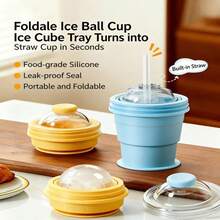 1 pieza Molde plegable único para bolas de hielo, bandeja de silicona creativa, cubitos de hielo esféricos DIY, portátil y fácil de almacenar, esencial para hacer hielo en verano y DIY - Multicolor - Ver 7