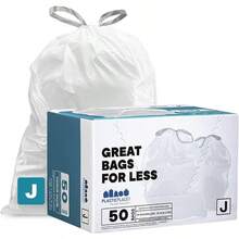 Custom Fit Trash Bags Compatible With Simplehuman Code J 50 Count White Drawstring Garbage Liners 10 - 10.5 Gallon 21 Inchx28 Inch Tear - Resistant LLDPE Bags Kitchen Bathroom Office - 50 Count (Pack Of 1) - View 1
