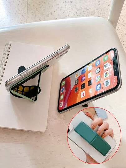 1 cái Giá đỡ điện thoại thông minh gấp gọn sáng tạo kèm kẹp điện thoại, giá đỡ điện thoại đơn giản dạng đẩy kéo với mặt sau có keo dính, giá đỡ để bàn thiết yếu cho người hay ngồi gù lưng, kẹp điện thoại dính, kẹp điện thoại, kẹp điện thoại