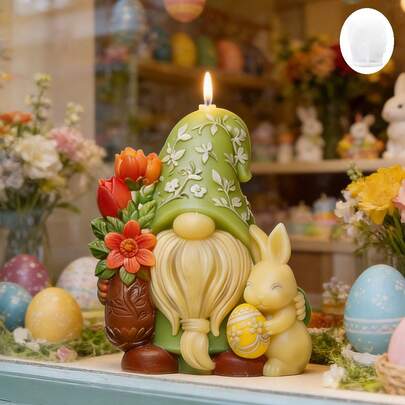 1 molde de silicona para jarrones para personas mayores, molde de plástico con patrón en relieve 3D de un enanito anciano con sombrero sosteniendo jarrones para abrazar conejitos de Pascua, molde de ornamento de yeso con tema de Pascua para hacer velas aromáticas hechas a mano, molde de silicona de resina inodora e indeformable, adecuado para decoración de fiestas de Pascua, Acción de Gracias, Halloween, Navidad, decoración de restaurantes temáticos, regalos festivos y regalos para aficionados a la artesanía