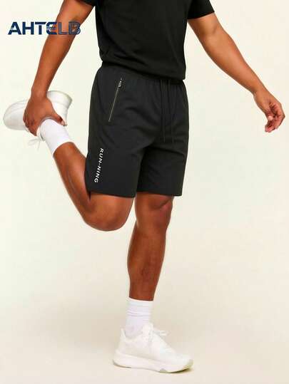  AHTELB 男士运动短裤，侧拉链口袋，抽绳设计，透气训练裤，字母印花，短裤，休闲短裤，运动短裤，泳裤，沙滩短裤，旅行短裤，送给朋友和女朋友，送给朋友，送给丈夫
