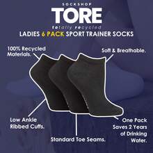 Sock Shop TORE SOCKSHOP TORE - 6 Pack Ladies Plain Sports Trainer Socks - 黑色 - 查看 5