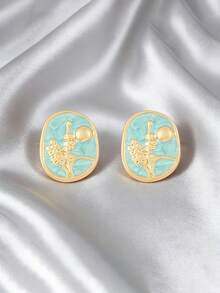 一对椭圆形304不锈钢耳环，小巧精致，休闲优雅，适合日常佩戴，母亲节礼物之选。 - 橢圓型 - 查看 5