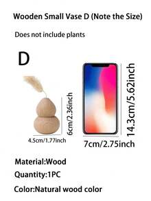 1个日式极简主义木质花瓶，家居客厅办公桌装饰艺术花瓶，宁静惊喜，斋月装饰，精致礼物，迷你花瓶 - 彩色 - 查看 11
