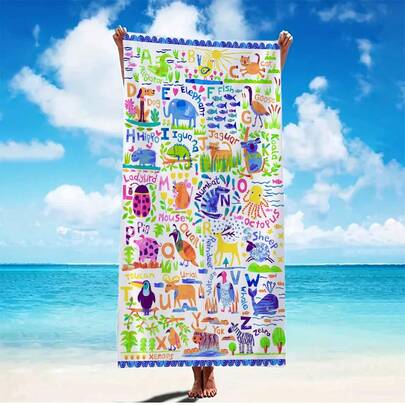 1 chiếc khăn tắm biển cỡ lớn, nhanh khô, in hình động vật hoạt hình, chất liệu microfiber, chống cát, thích hợp dùng cho bãi biển/hồ bơi/yoga/phòng tập thể dục, quà tặng thiết yếu cho kỳ nghỉ du lịch (in một mặt)