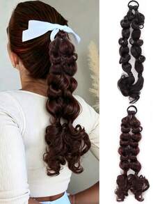 Synthetic French-Style Hand-Braided Bubble Braid Ponytail Synthetic Wig Long Braid Fluffy Wig Braid Suitable For Women's Daily Wear And Gatherings - Multicolor - View 1