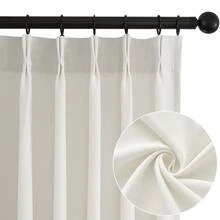 Topfinel 2 Panels Pinch Pleated Curtains Natural Linen Pinch Pleat Back Tab Semi-Shading Drapes With Hooks Rings Window Curtains Home Decor - Off White - View 1