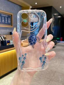 1个极简主义TPU材质海龟水母图案透明奶油质感全包防震防滑保护手机壳，兼容、荣耀等手机。 - 無色 - 查看 7